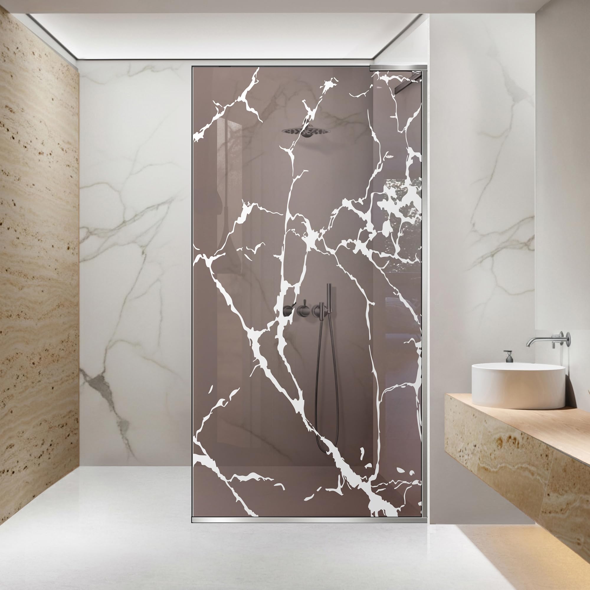 Mampara de ducha de 80 x 195 cm con nanorevestimiento antical y cristal de seguridad bronce