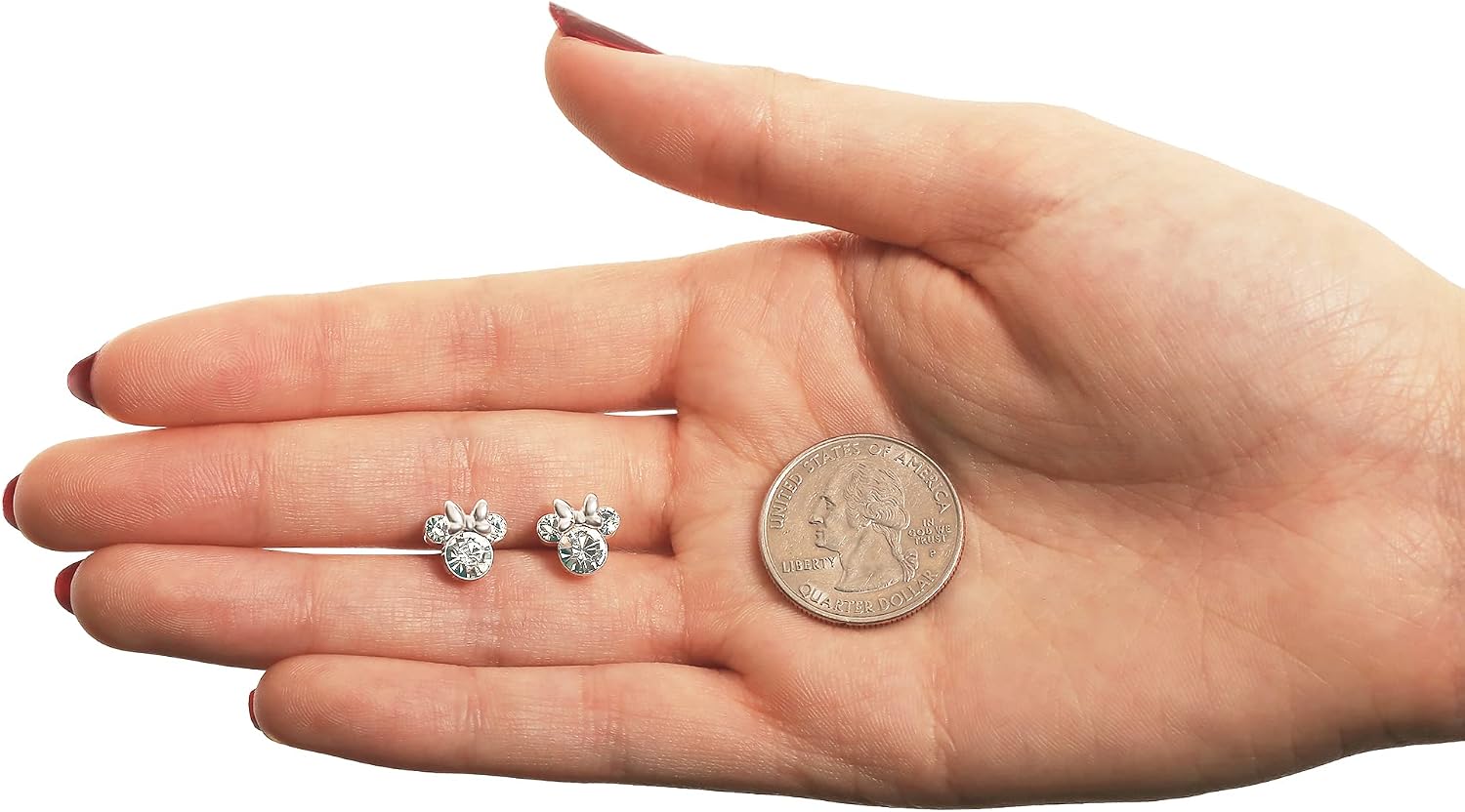 Minnie Mouse Birthstone Stud Earrings for Women Official License, Birthstone Earrings, Disney Gifts for Women