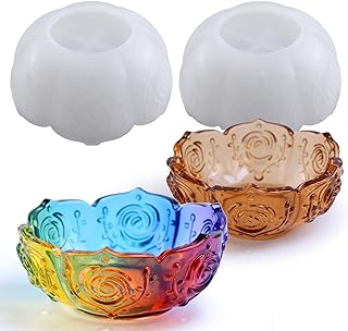 2PCS Flower Tray Resin Mold, Lotus Bowl Silicone Mold for Epoxy Resin Casting, Unique Resin Concrete Mold for DIY Jewelry Holder Trinket Container Box Candle Holder Home Table Decoration