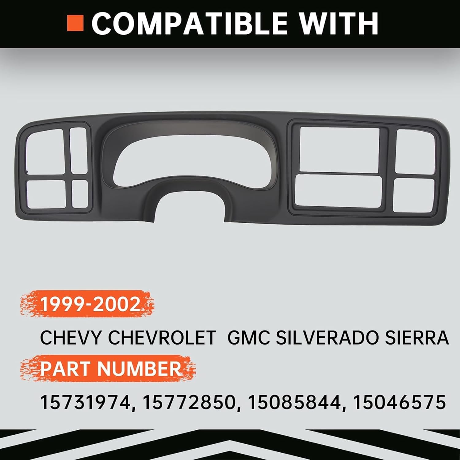 Kojem Double DIN Dash Cover Kit Compatible With 1999-2002 Chevy Silverado Avalanche Tahoe, Compatible With 1999-2002 GMC Sierra Yukon Car Stereo Radio Replacement for 15731974 15772850 Matte Black