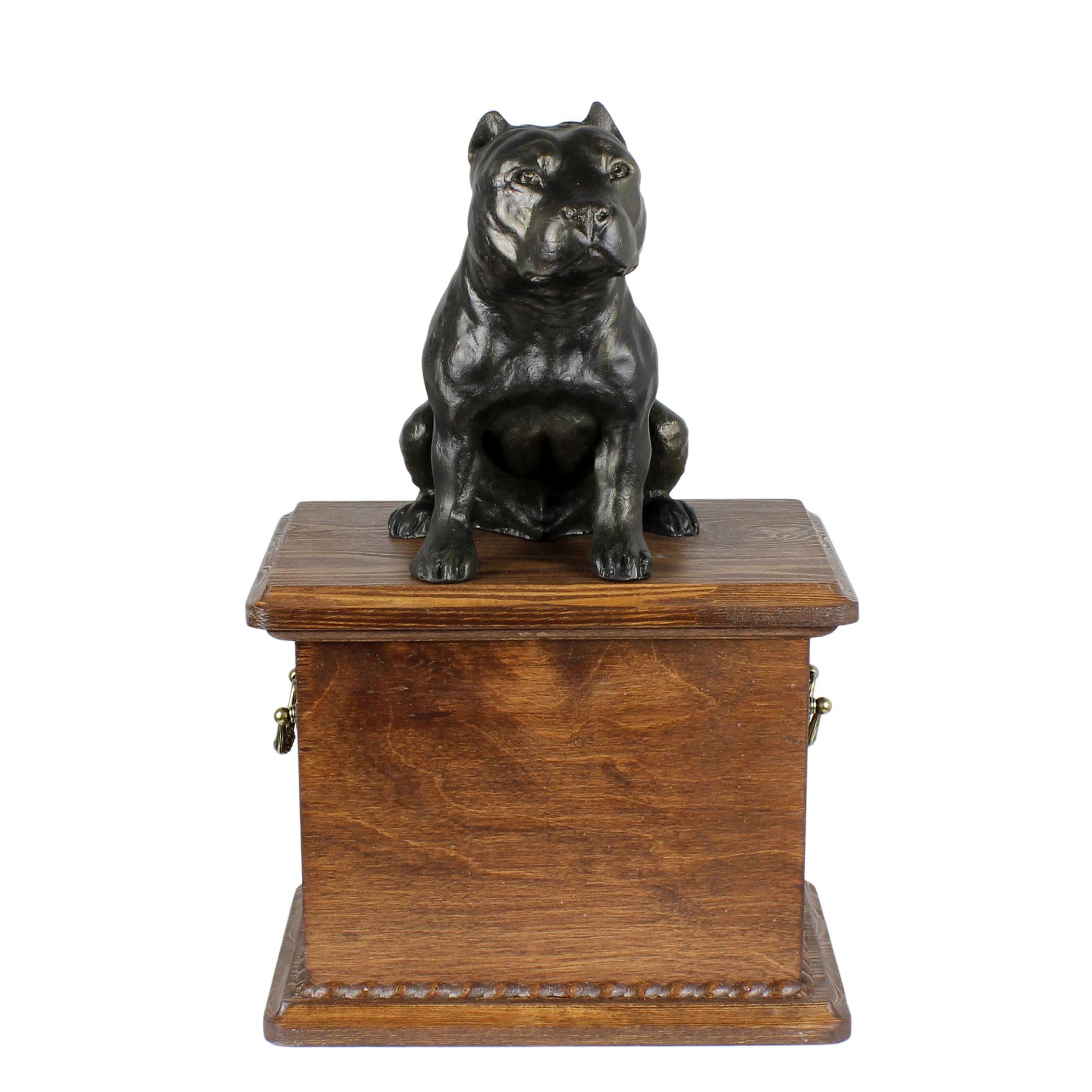 Cendres de chien mémorial personnalisé avec statue Amstaff Art-Dog