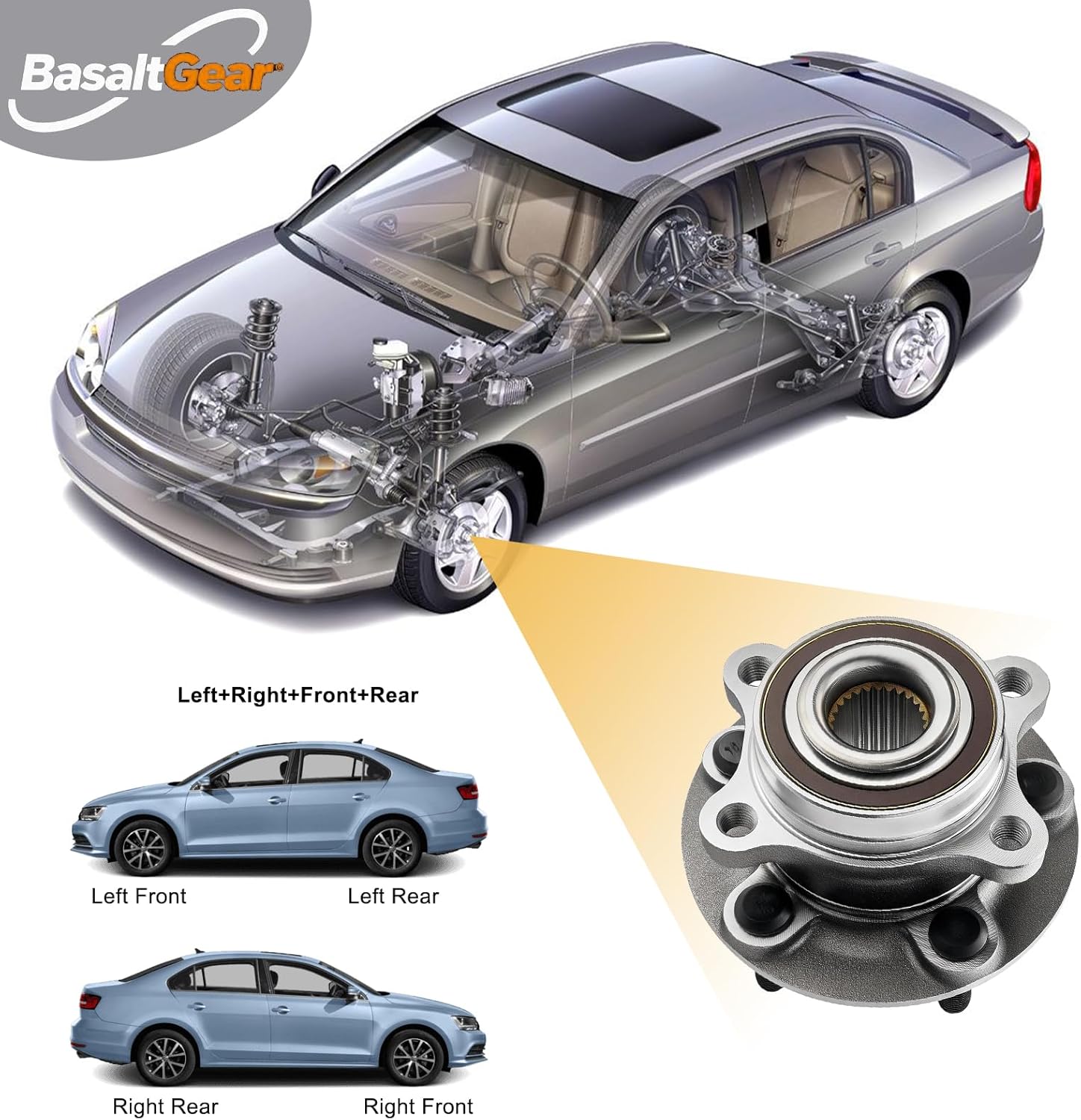 512498 2PC Front/Rear Wheel Hub and Bearing Assembly for 2013-2020 Ford Fusion, for 2013-2016 Lincoln MKZ, for 2019-2020 Police Responder Hybrid, for 2019-2020 SSV Plug-in Hybrid