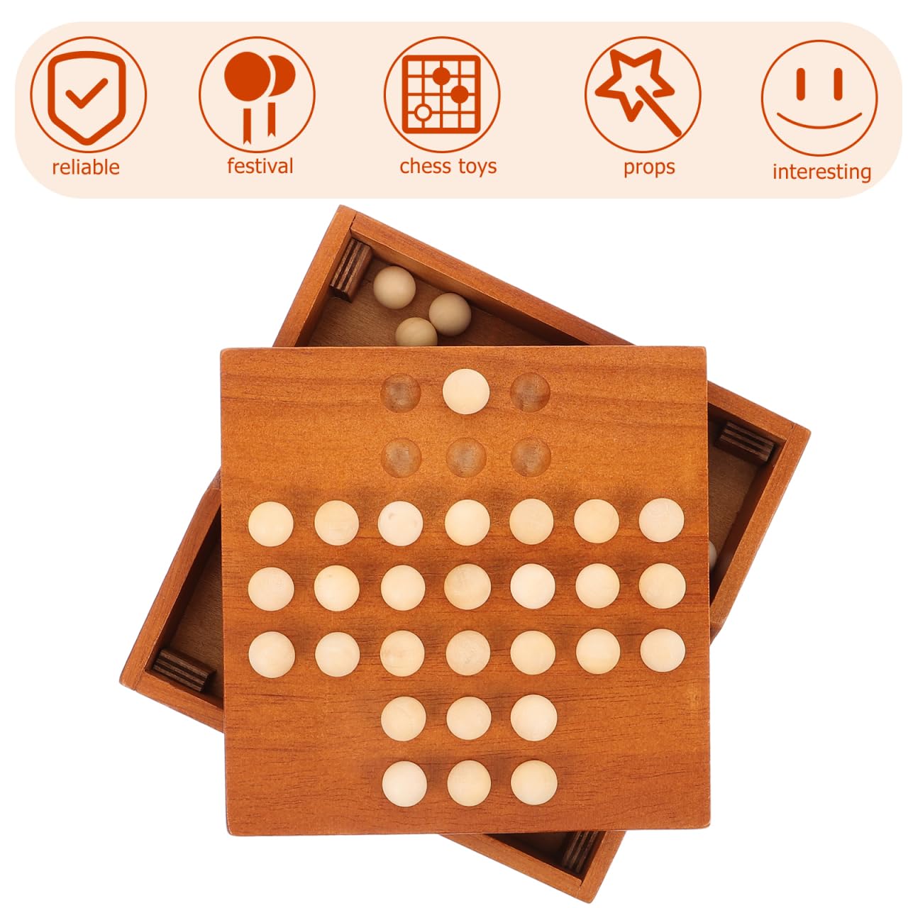 Amazon.co.jp: STOBOK ペグソリティア 木製 ボードゲーム 14cm 孔明