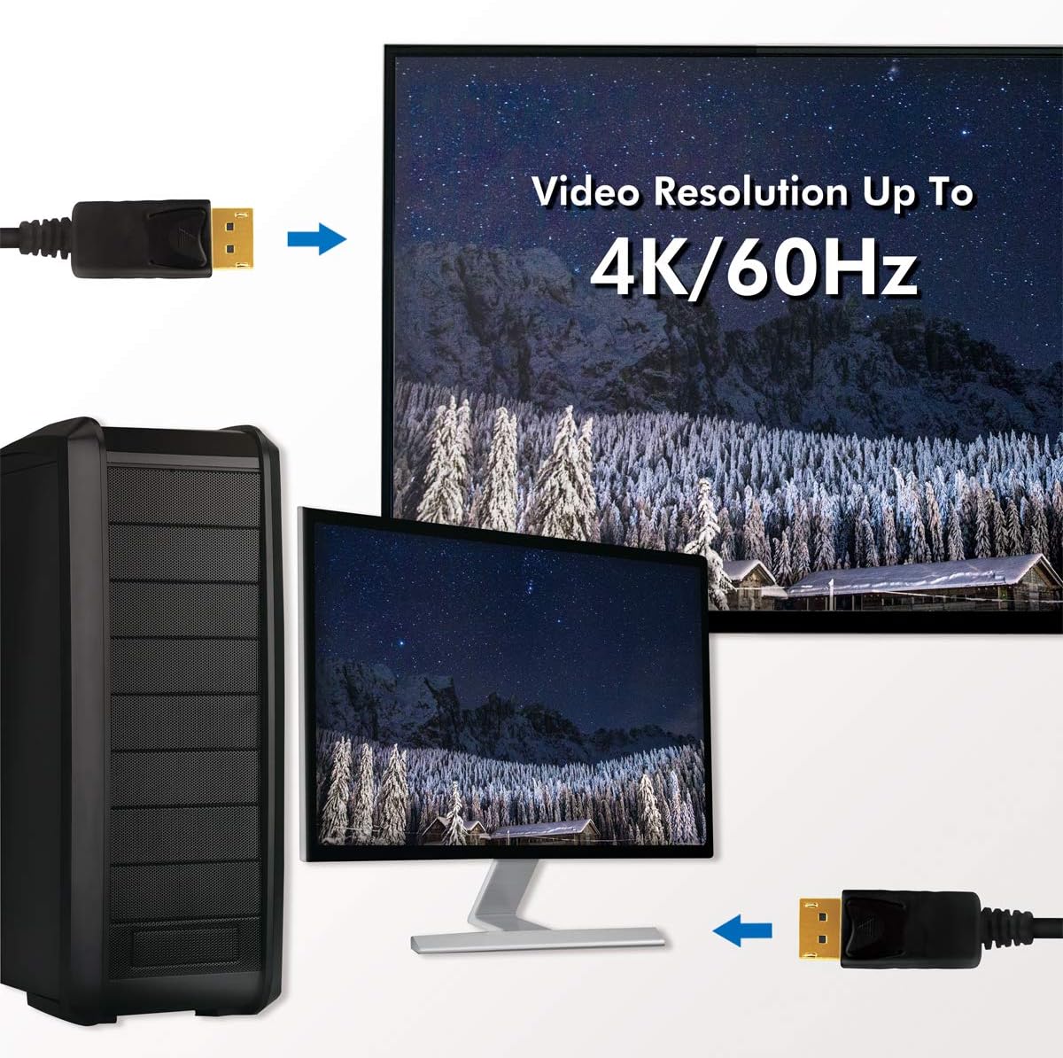 CV0074 DisplayPort 1.2 Cable Ultra HD 3D, 4 K2K/60Hz Black