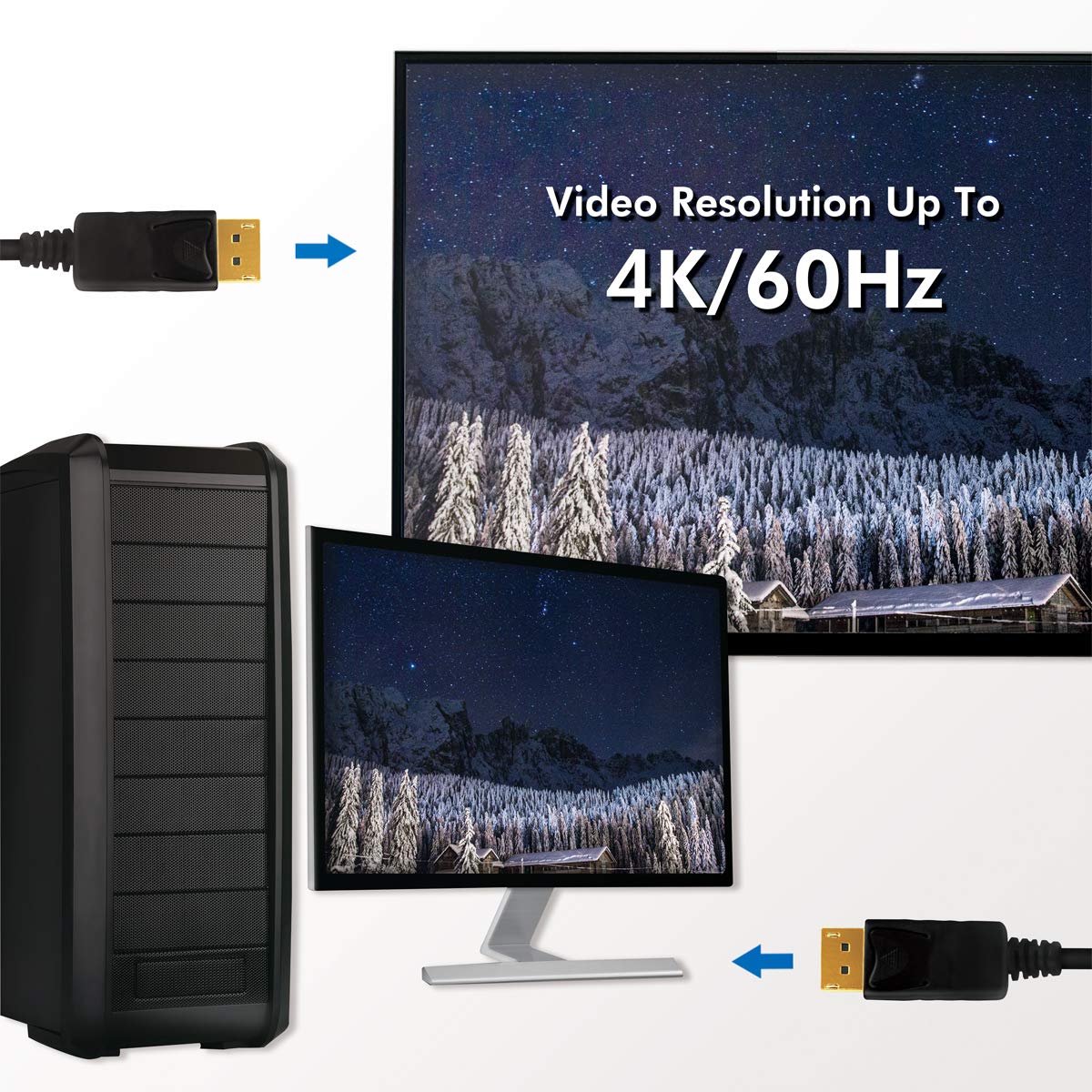 Logilink CV0077 DisplayPort 1.2 Cable Ultra HD 3D, 4 K2K/60Hz Black