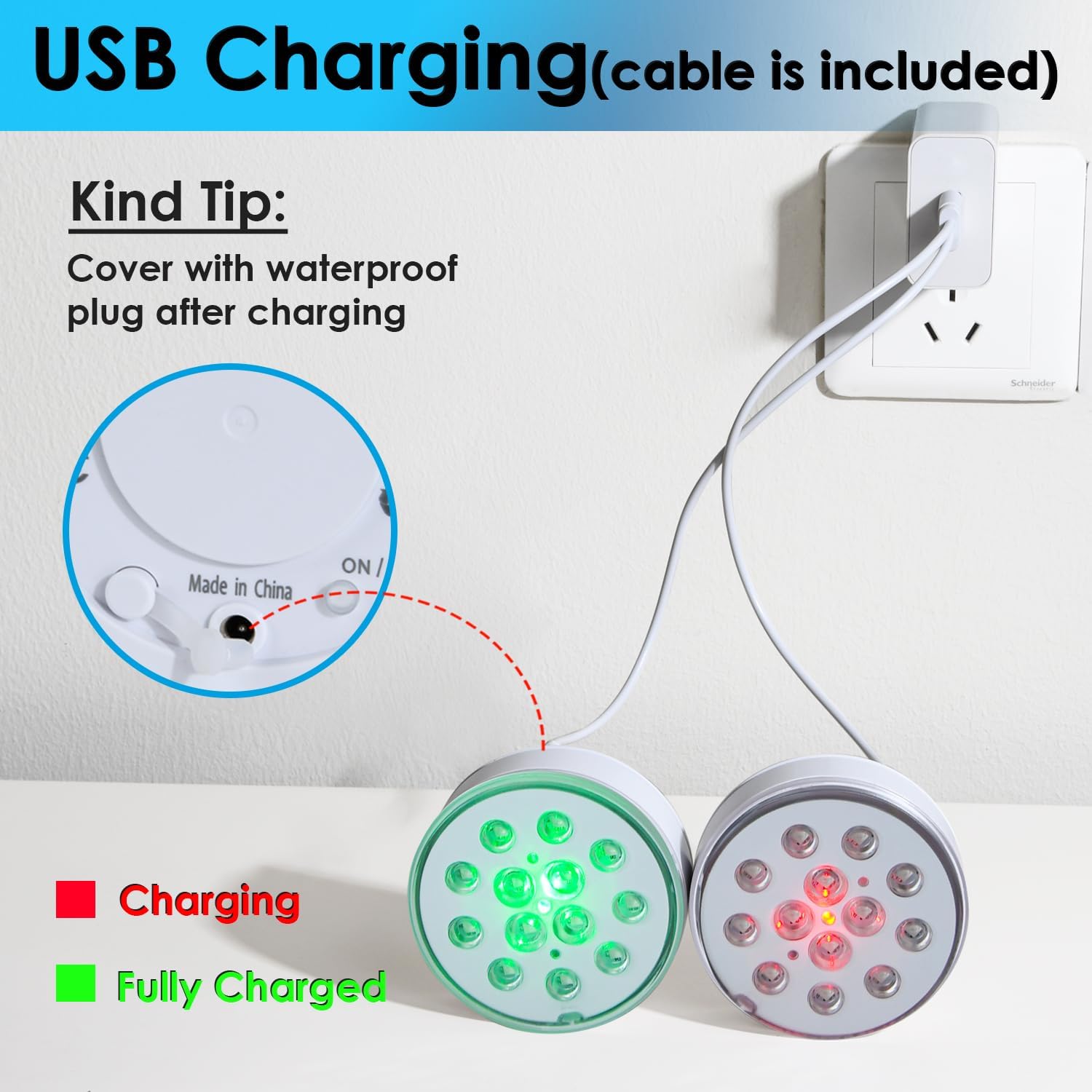 Submersible LED RGB Remote Control Waterproof Rechargeable Pool Lights ...