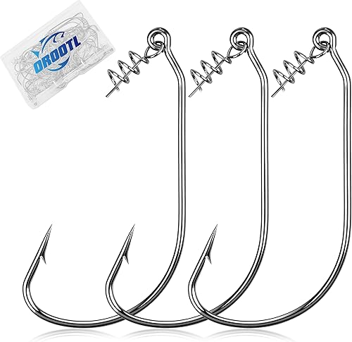 OROOTL Twistlock Fishing Hook, 30pcs Swimbait Hooks with Centering Pin Unweighted Twist Lock Worm Hooks for Bass Fishing Soft Plastics Lures Baits