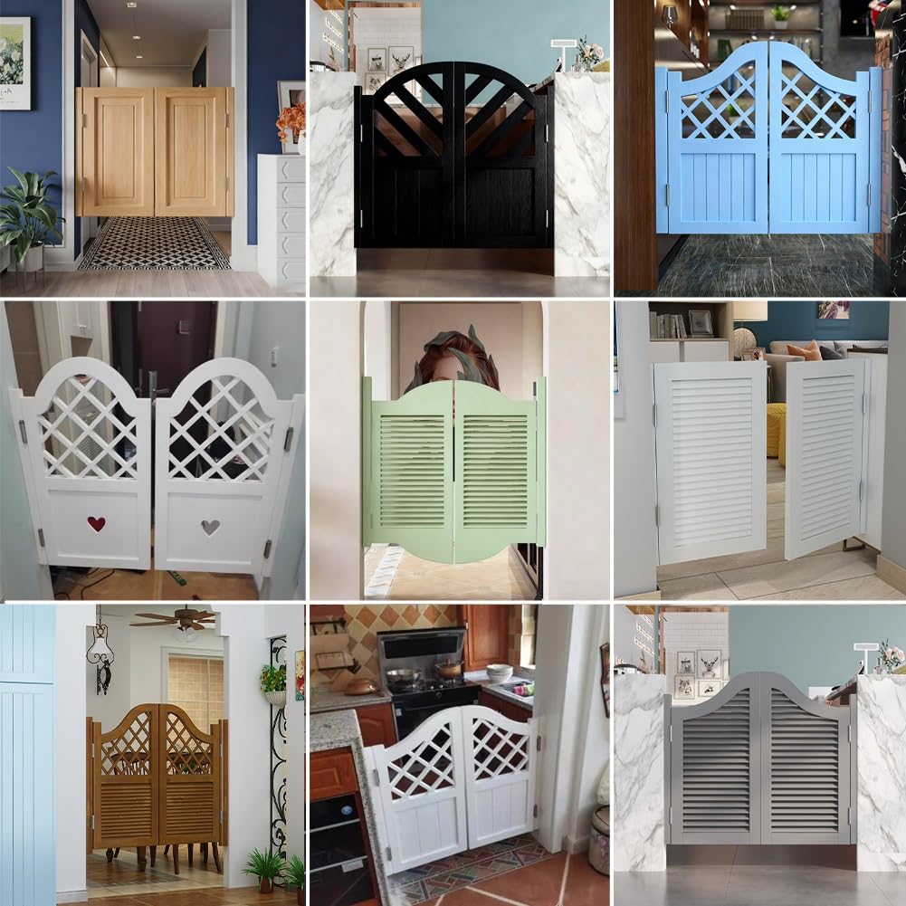 Puerta Vaiven de madera de pino, Puertas de Salón oscilante, Puerta Abatible de Café, Puertas De Vaquero Madera Maciza, Cierre Automático, para Balcón, Cuarto de Guardarropas