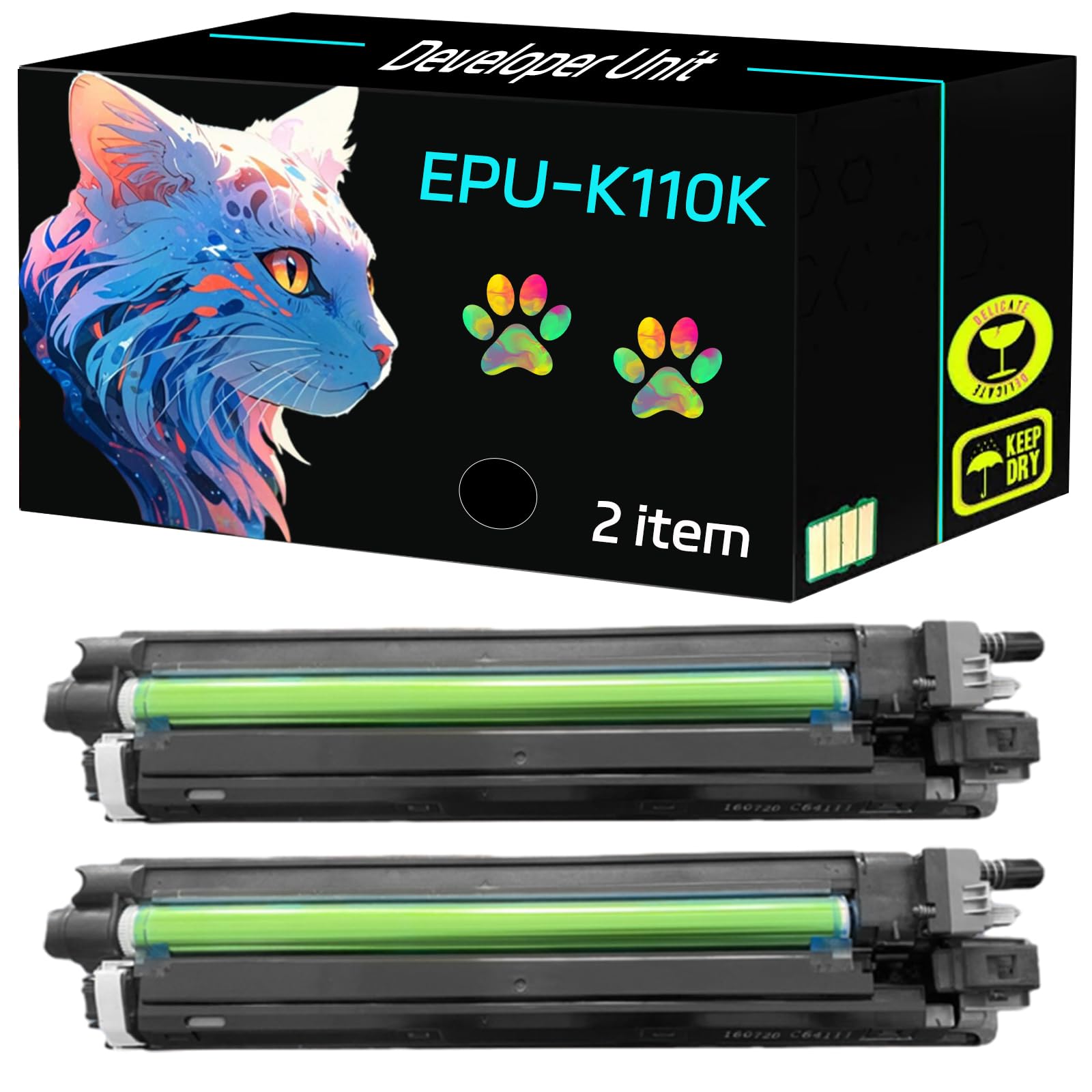 High Yield EPU-K110K Developer Unit Compatible for Toshiba E Studio 4515AC 5015AC Printers, Print Clearly (2 Pack Black)