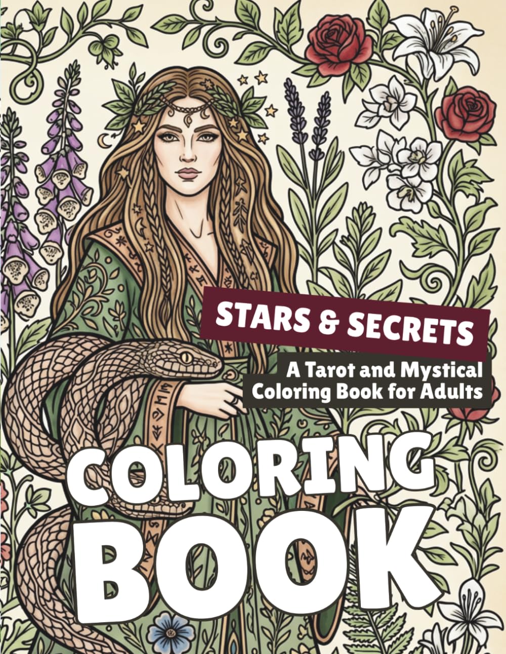 Stars & Secrets: A Tarot and Mystical Coloring Book for Adults