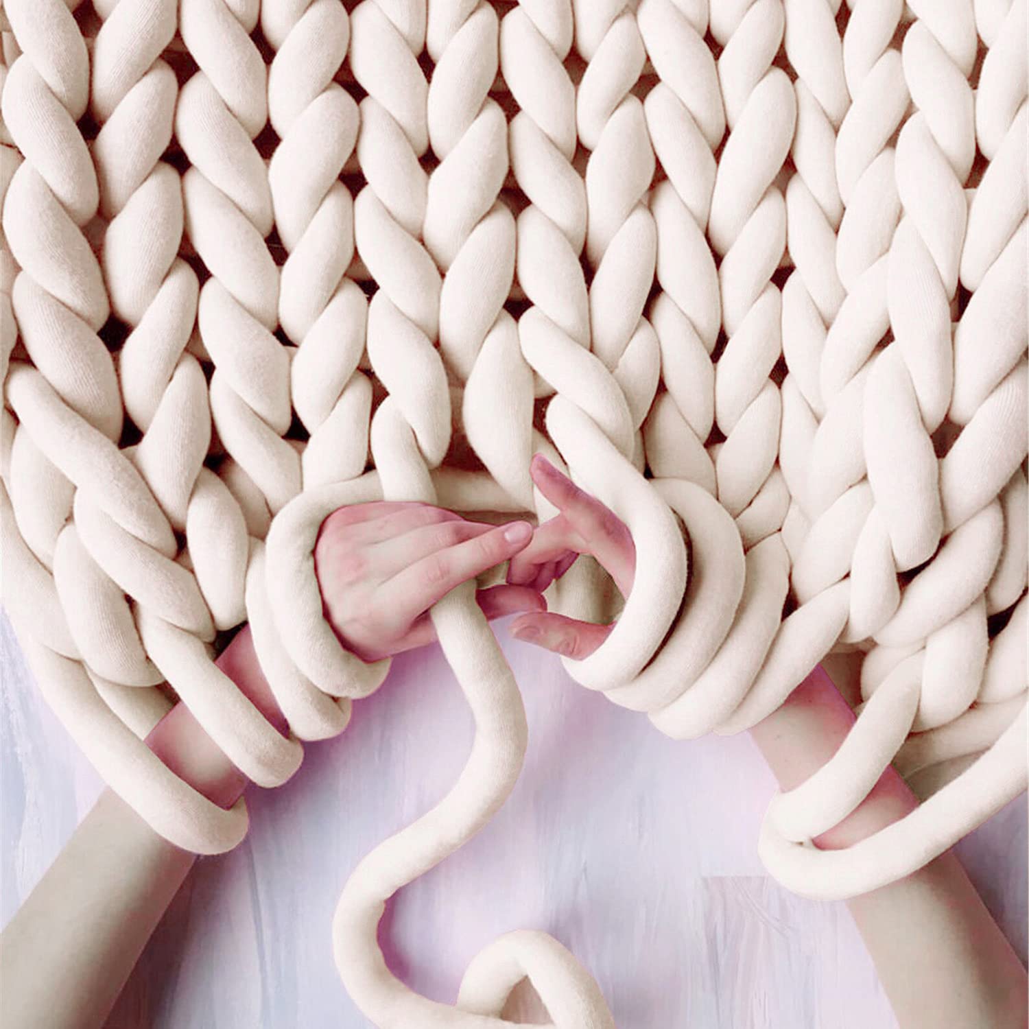 GULAKY Filato di cotone grosso tubo di filato super morbido spesso per lavori a maglia fai da te fatti a mano coperta di lana merinos, decorazione alternativa per la casa, beige, 2,3 kg (8200 g)