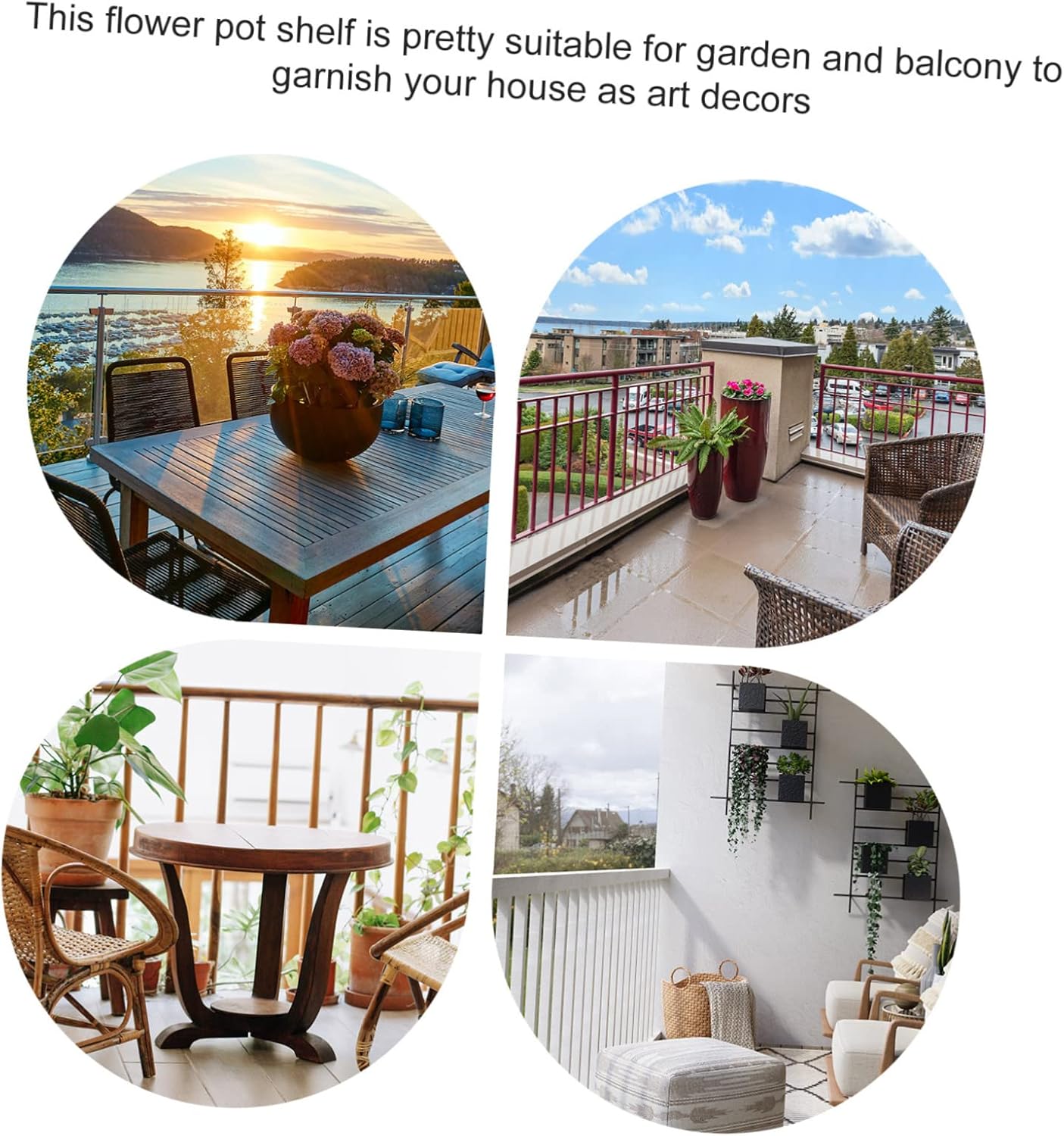 Hanging Flowerpot Holder for Railing Rustproof Iron Plant Rack for Balcony Detachable Hooks for Flower Pots and Bonsai Display