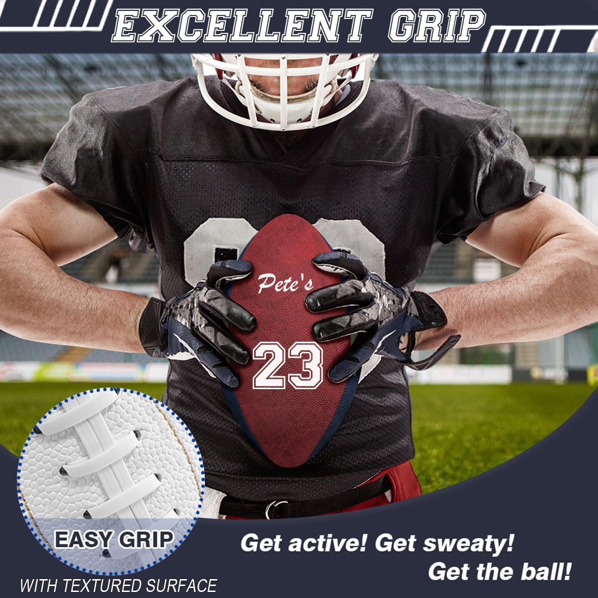 Custom Photo American Football, Personalized PU Leather Rugby Ball Official Size, Customize Name/Text/Logo/Number Recreational Footballs, Indoor Outdoor Training for Players Fans