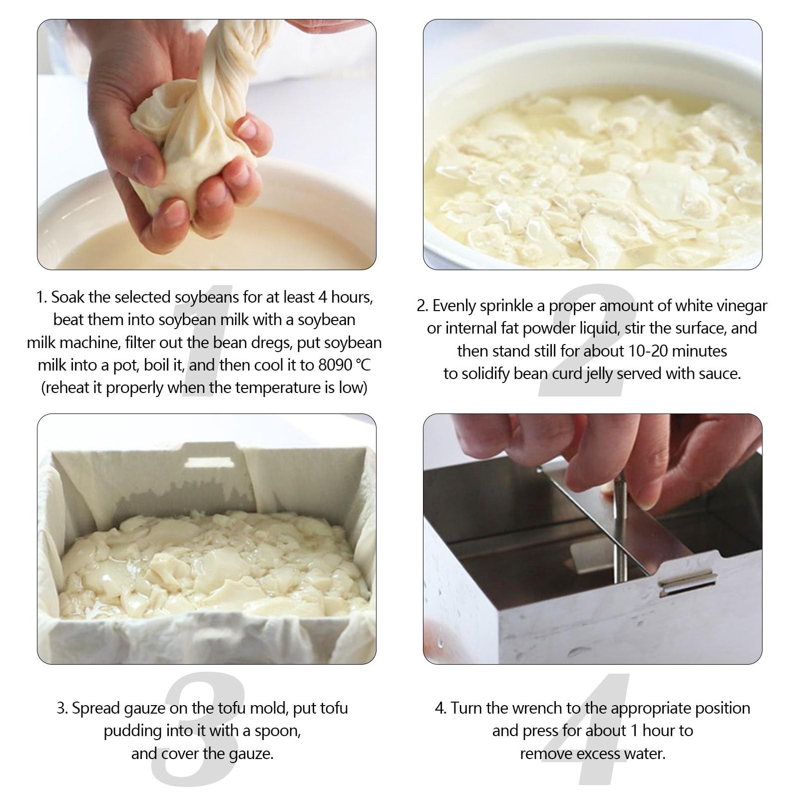 Aisny Tofu Press, Materiali per Tofu Pressa in Acciaio Inossidabile in Kit per Tofu per Uso Alimentare con Piastra e Garza Stampo per Pressa per Tofu per Cucina Produzione di Tofu, 16 x 12 x 9 cm