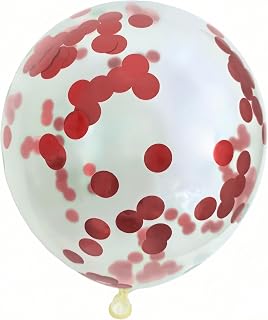 Confetti Balloons,50Pcs 12 Inch Clear Balloons with Multicolor Confetti Inside,for Graduation Wedding Birthday Baby Shower Party Decorations (red)