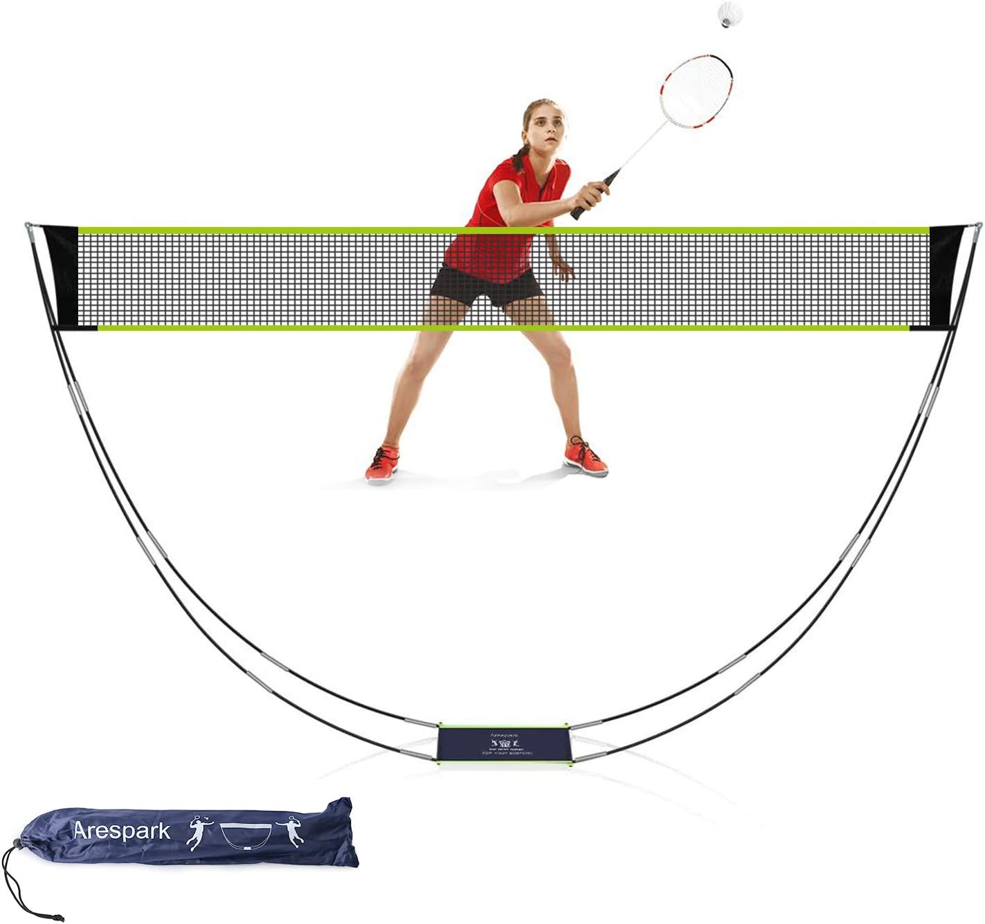 Arespark Badminton Net, Volleyball Net Portable Sports Net Set with Stand & Carry Bag, Folding Easy Setup Nylon Sports Net for Tennis Soccer Pickleball, Freestanding Base for Outdoor/Indoor, 10Ft : Sports & Outdoors