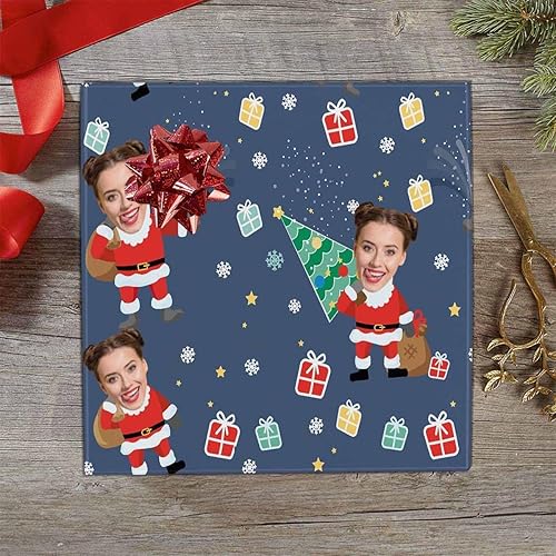 Miniatura 2 de LESOCUSTOM Papel de regalo personalizado con foto, papel de regalo de cumpleaños personalizado con imagen, rollo de envoltura de regalo de Navidad,