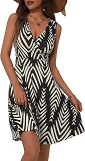 GUBERRY Womens Wrap V Neck Sleeveless Sundress Summer Flare Tank Dress with Pockets …