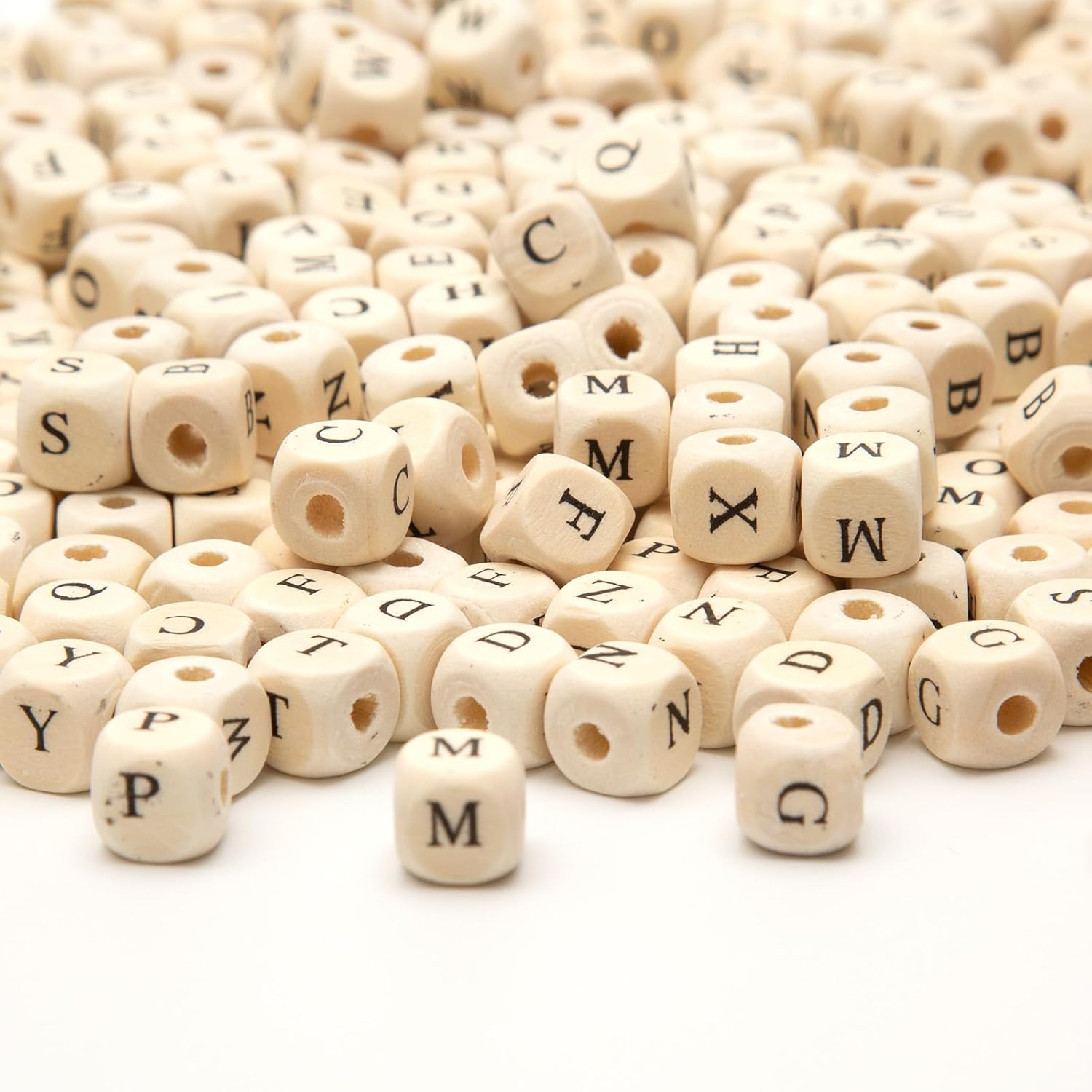 520pcs 10mm Wooden Letter Beads - Initial A-Z Square Alphabet Cube Beads - Natural Wood - DIY Crafts & Jewelry Making - Image 4