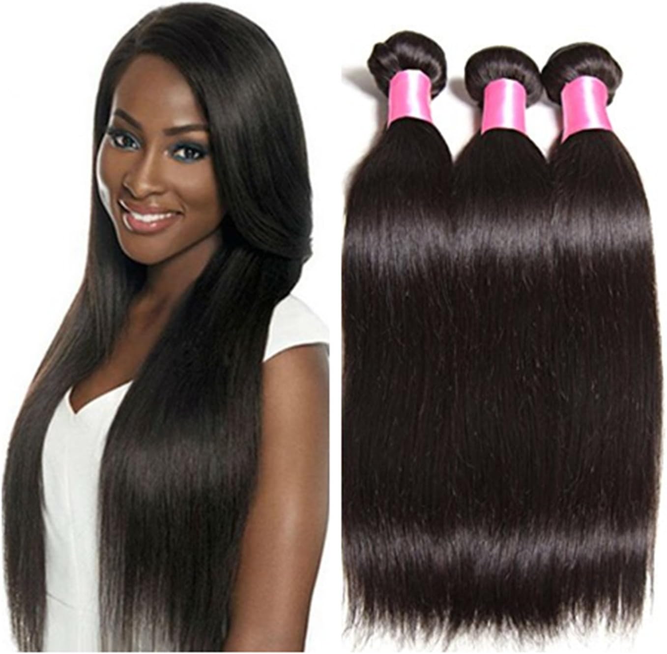 JieFar Brazilian Virgin Hair Straight 3 Bundles Rosa Hair Products Human Hair Weave Unprocessed Mink Brazilian Straight Hair(12 14 16)