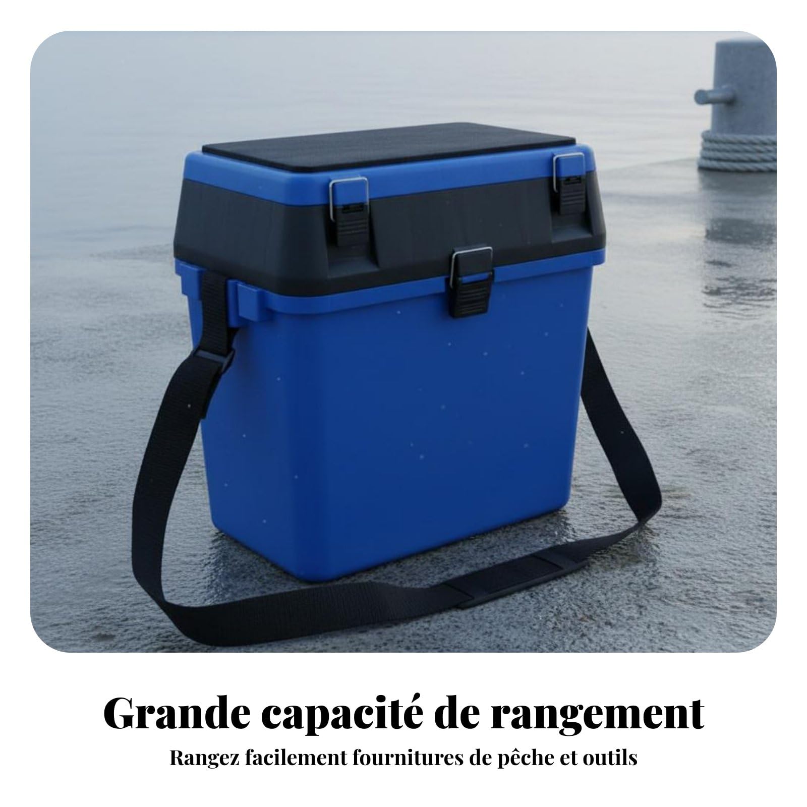 Cassetta da Pesca con Seduta Grande Capacità Sgabello Contenitore da Pesca Ampio Vano Superiore Valigetta Porta Minuterie, Verde