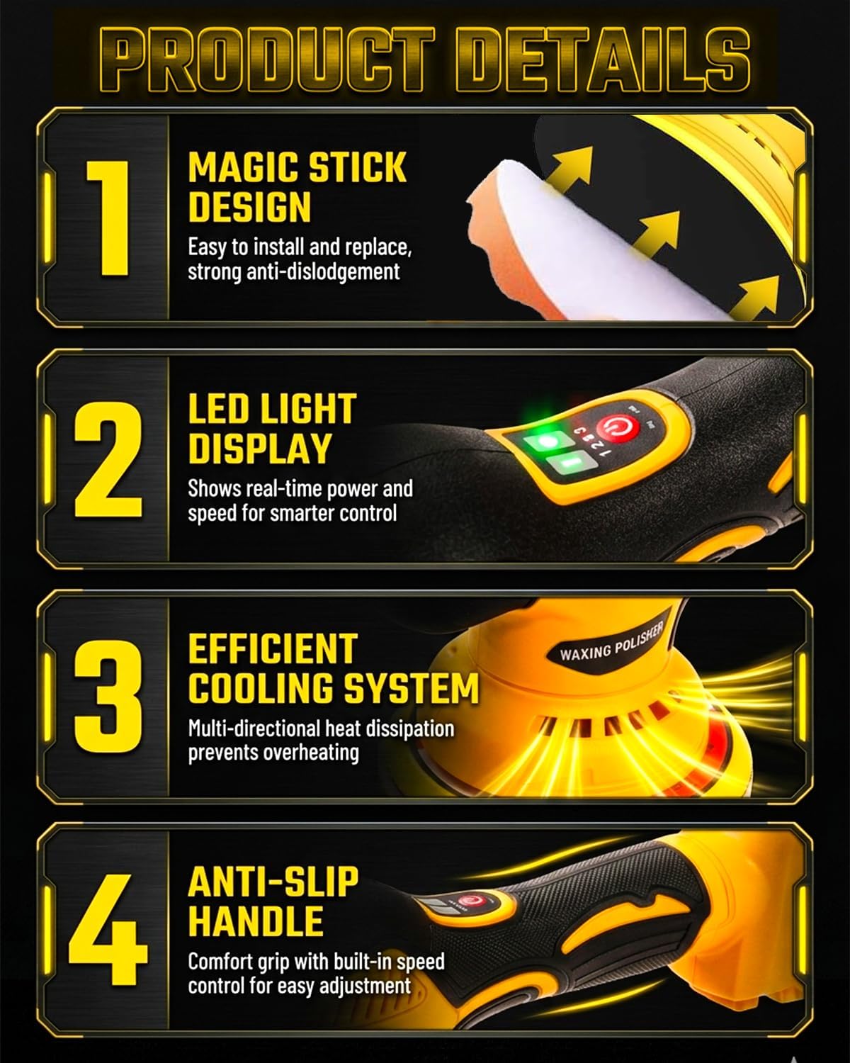 Cordless Buffer Polisher Compatible with Dewalt 20V Battery, 6 Inch Orbital Car Polisher Tool Only, 8-Speed 2800-5500 RPM,16PCS Polishing Accessories,for Waxing, Polishing, Paint Scratch Removal