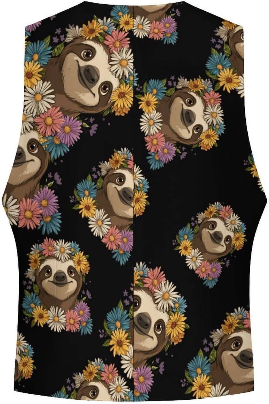Floral Sloth Men's Suit Vest Formal Vests Casual Dress Fit Waistcoat Casual Tuxedo for Business