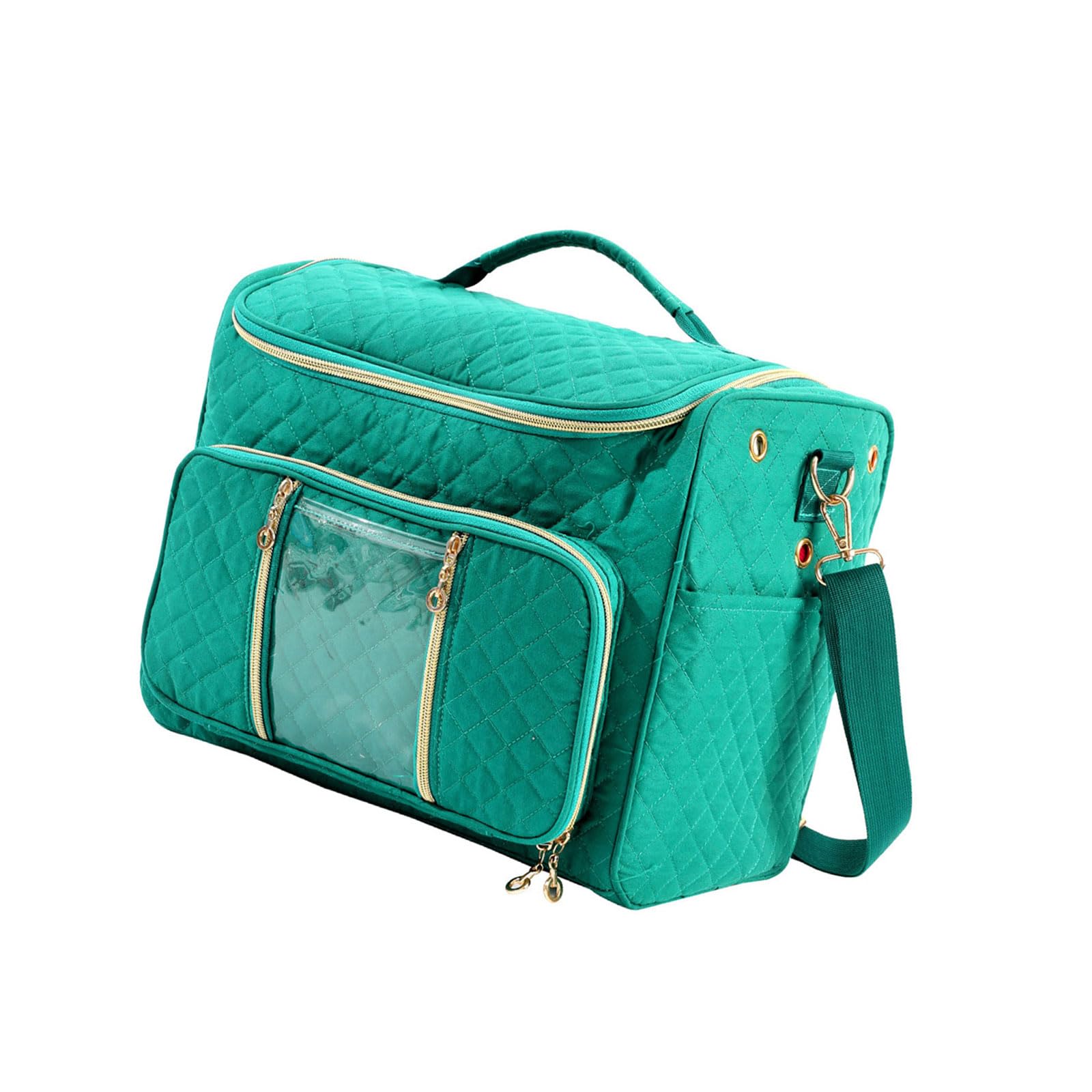 Linvimia Green Hanging Crochet Yarn Holder With Adjustable Hook Multiple Pockets For Needle Scissors And Dustproof Construction Portable Yarn Holder With Hook
