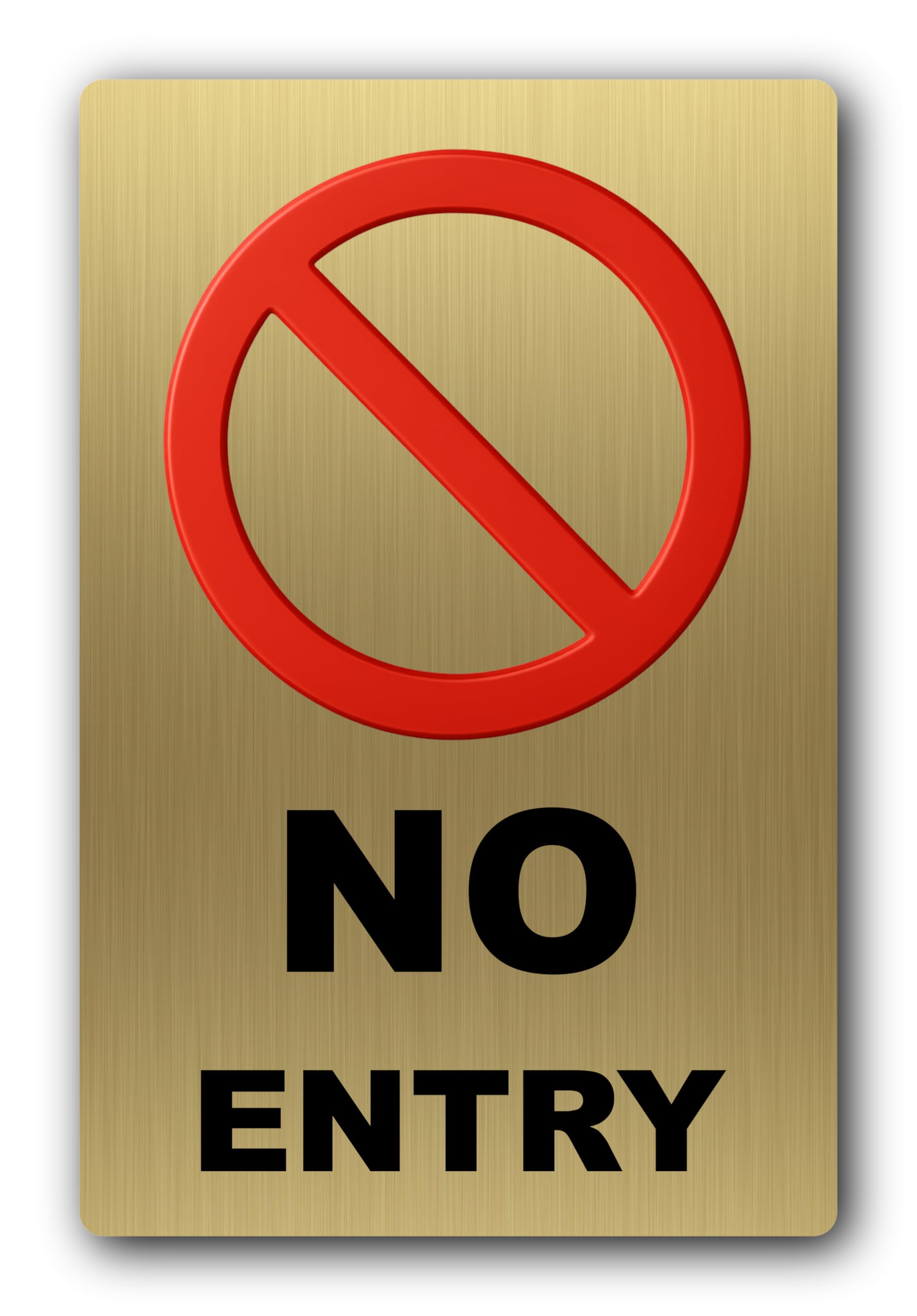 NO ENTRY Sign โ 11.5x9.5cm Gold Brushed Aluminium, Weatherproof, Self-Adhesive โ image 1