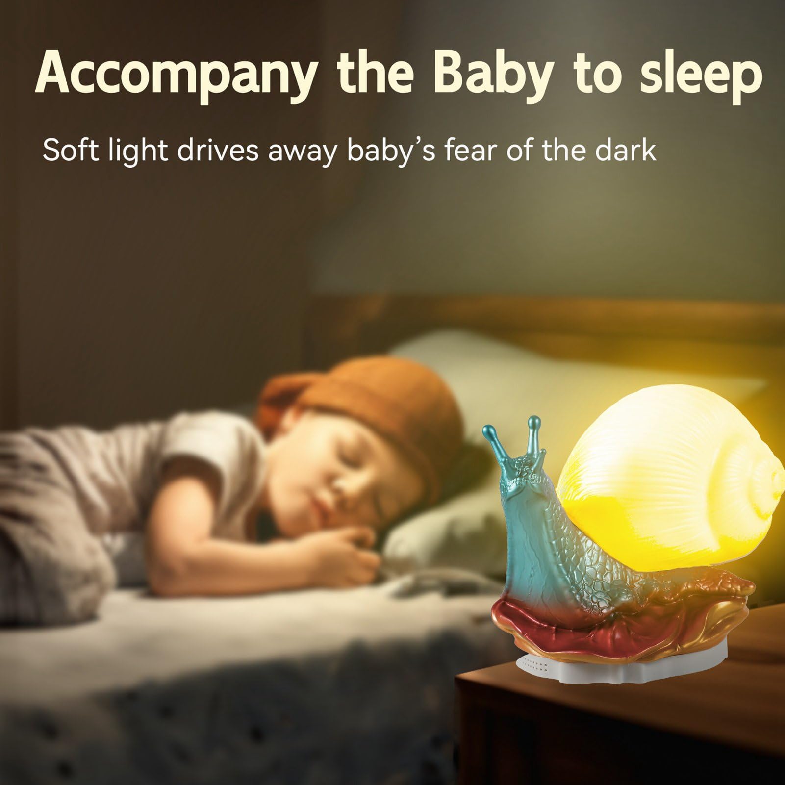 Hyuduo Schnecken Nachtlicht LED -Tischlampe für Kinderzimmer Schlafzimmer USB Powered Touch Control Dimmbar mit 7 Farbwechselmodi Warmes Weißes Licht für (Schneckenlicht)