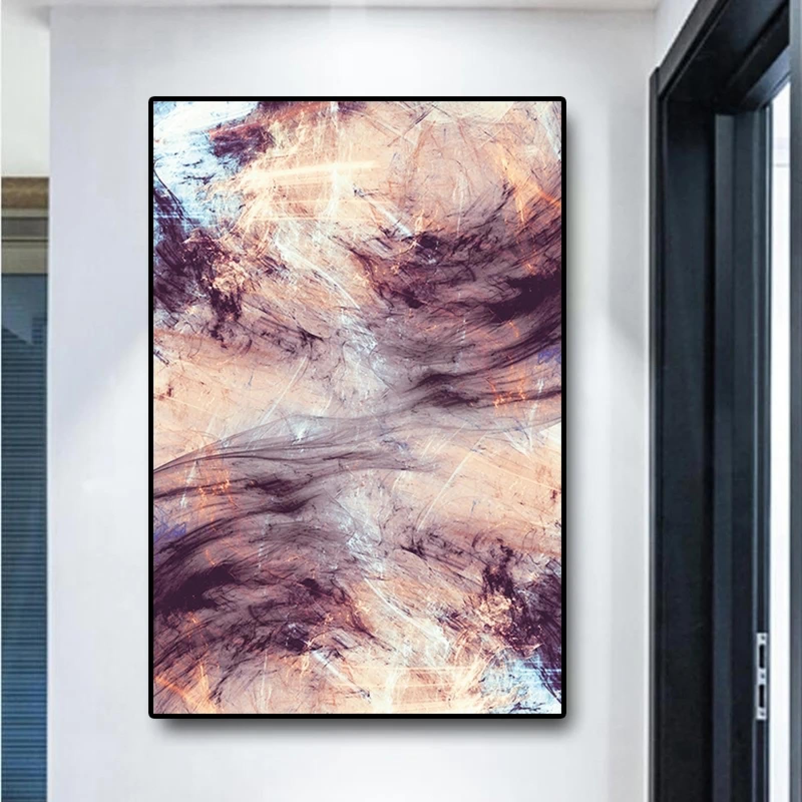 Toile murale encadrée pour habiller un grand mur vide salon scandinave