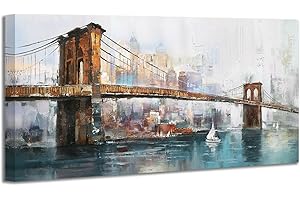 Acocifi Wall Art Cityscape Abstract Canvas Painting Brooklyn Bridge Picture