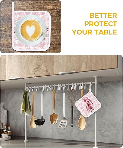 Miniatura 6 de 3 Packs Valentines Floral Pot Holders Sets for Kitchen,Oven Pan Plate Bowl Pads Heat Proof Mat with Hanging Loop,Terry Cloth Potholders Soft Grip