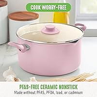 Vista 2 de GreenLife 6QT Ceramic Nonstick Stockpot with Glass Straining Lid, PFAS-Free, Dishwasher Safe, Stay-Cool Handles, Oven Safe to 350°F, Wobble-Free Rosa