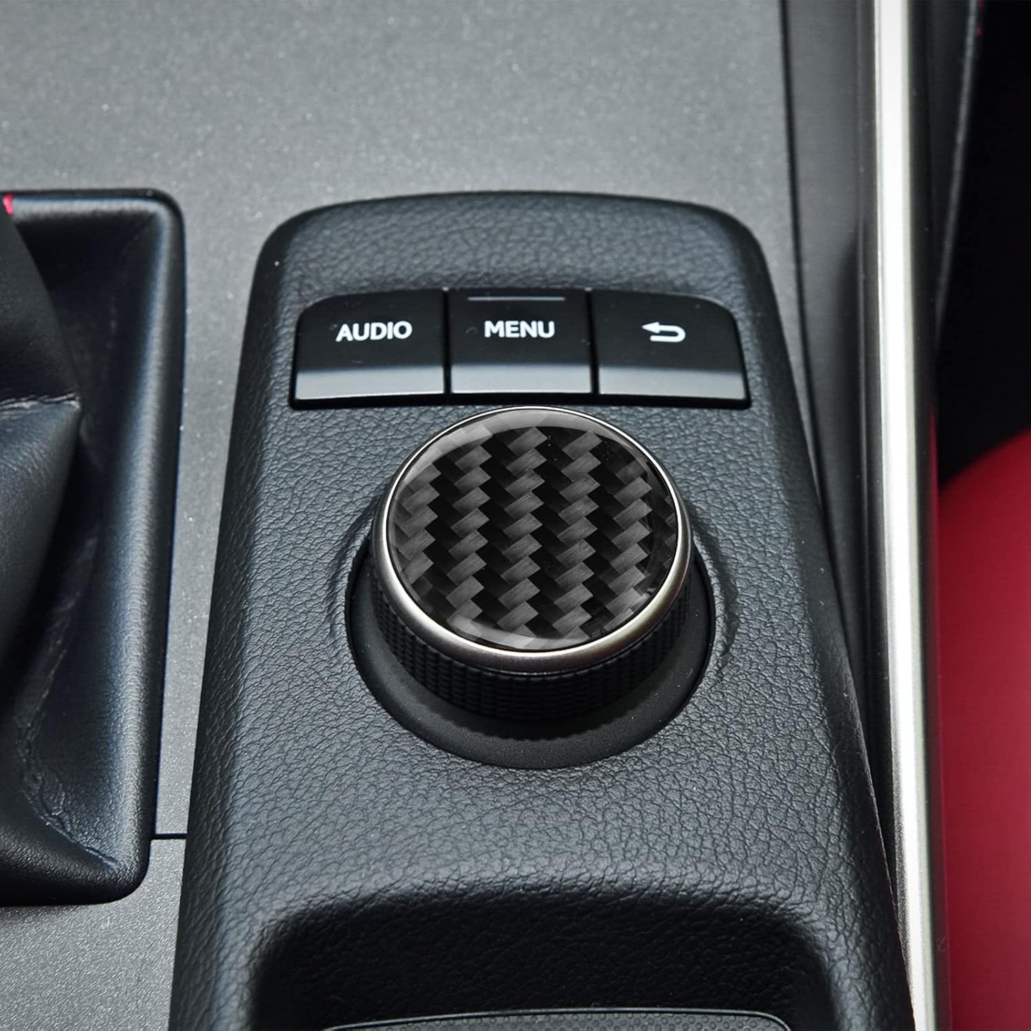 Bilisin Center Console Large Screen Knob Decoration 1.29 * 1.29" Inch Carbon Fiber Panel Trim Cover Interior Accessories for Lexus,Fit for is 2013 2014 2015 2016 2017 2018 2019 Black