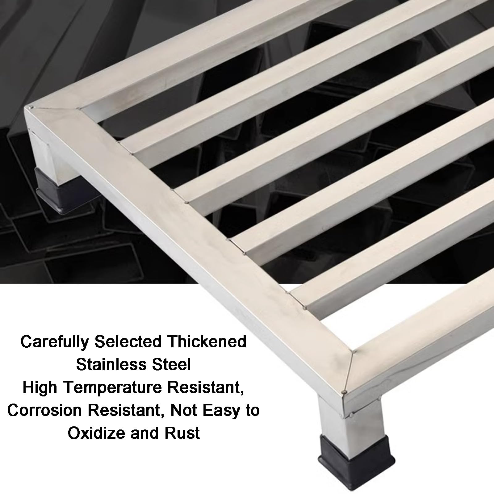 WIGING Pallet in Acciaio Inossidabile Carico Rack di Stoccaggio, Mobili Base per Elettrodomestici, Pallet da Pavimento per Magazzini Garage Cucine Negozi(60x90x10cm)