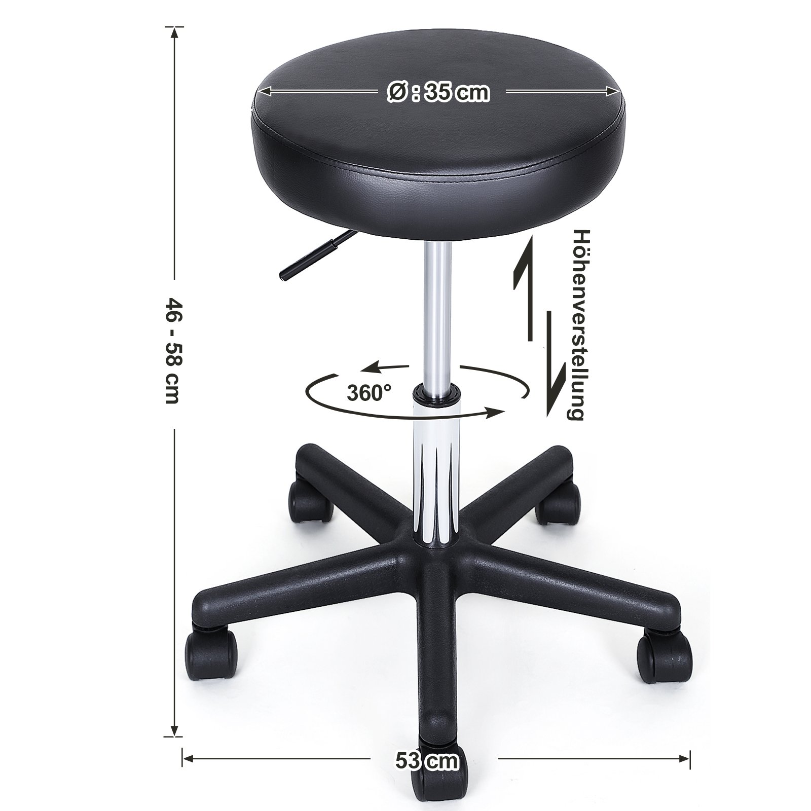 Sgabello Girevole Con Ruote Altezza Regolabile Tessuto Sfoderabile Blu Ica Ct Sgw Bl