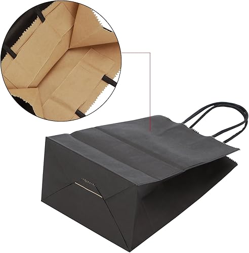 Miniatura 3 de 100 bolsas de regalo pequeñas negras de 5.25 x 3.25 x 8 pulgadas, bolsas de regalo con asas, bolsas de regalo de papel kraft a granel para negocios,