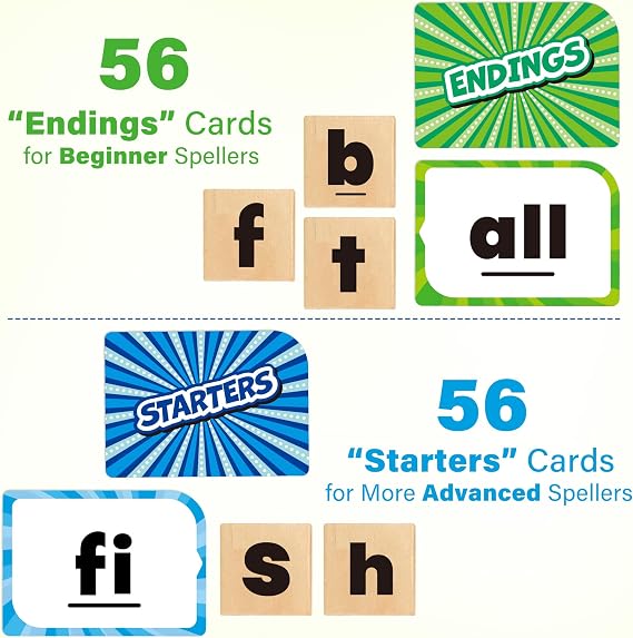 BenBen Spelling Games for Kids & Adults, Card Games for Family, 14 Players