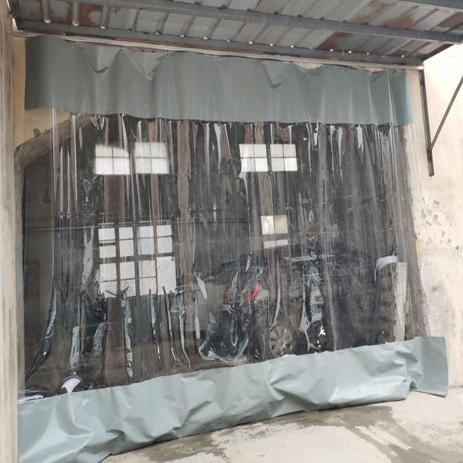 Pergola Curtains Waterproof 0.5mm Clear Vinyl Tarp Outdoor Durable PVC Outdoor Tarpaulin Curtain for Pergola Porch Gazebo(1.5x1.5m(5x5ft))