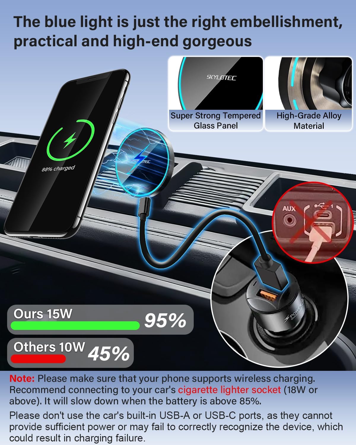 Phone Mount for Jeep Wrangler JL JLU 2018-2023/Gladiator JT 2020-2023 Accessories Magnetic Phone Holder for MagSafe, Magnets Fast Wireless Charger Dashboard Mount Dash Tray (Only for 4X4, Not for 4XE)