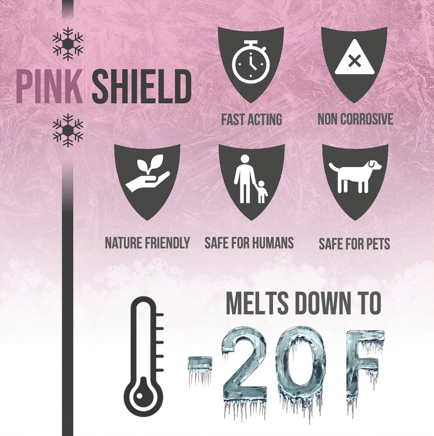 review Pink Snow Shield Ice Melt (50 LBS) - A Pet Safe Ice Melt That is Effective Below Zero Degrees and is Safe for Our Children, Our Pets and Our Earth