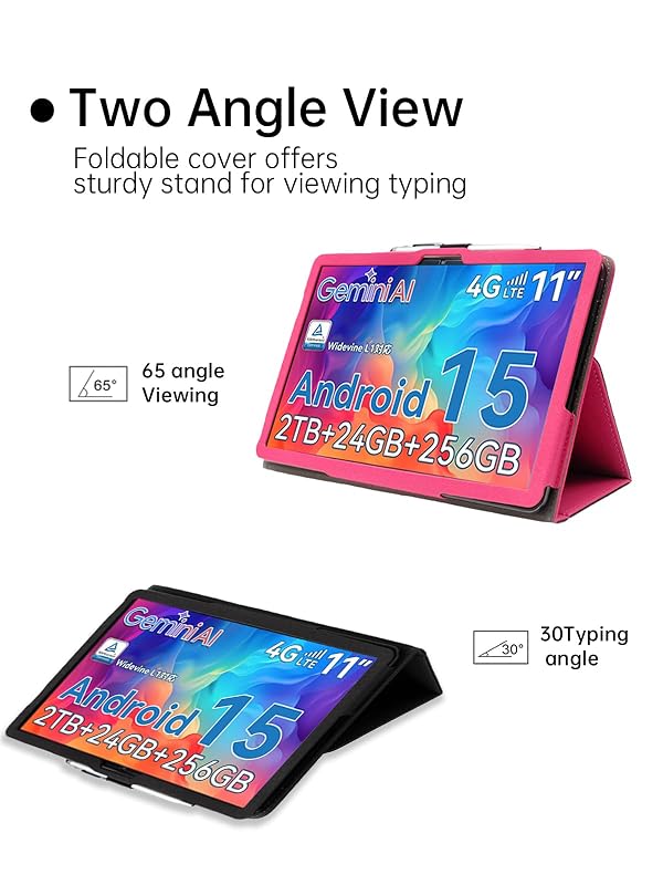 Case for TABWEE W90 Tablet Android 15 11 Inch，WUNIAK Premium Leather Business Folio Stand Cover for TABWEE W90 Tablet with Hand Strap for Tablet,Rose red by WUNIAK - Image 4