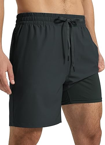 Arcweg Mens Swim Trunks 7 inch Quick Dry Athletic Shorts Casual Swimwear for Men with Mesh Liner & Zipper Pocket