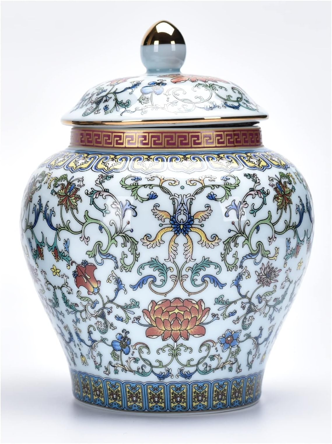 Ginger Jar Decorative Jar Ancient Chinese Imperial Enamel Porcelain (Small, White)