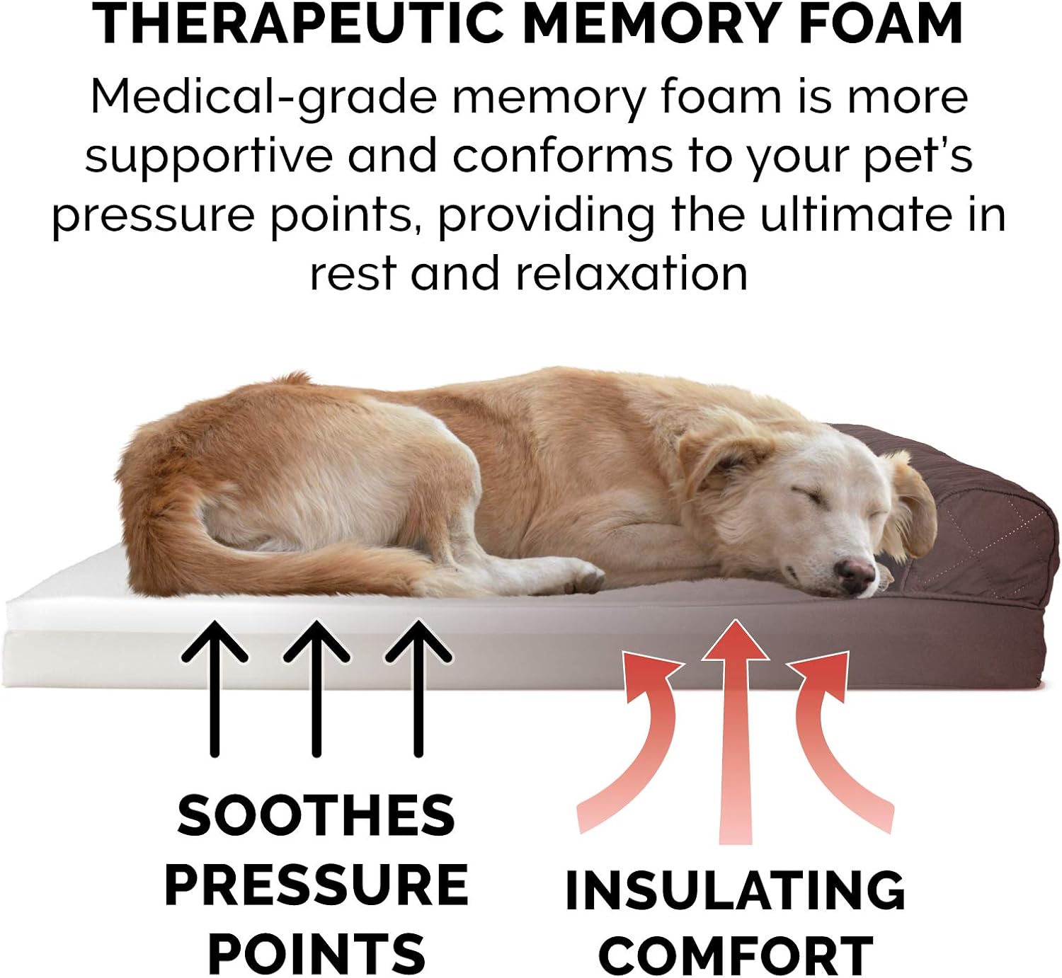 Furhaven Memory Foam Dog Bed for Large Dogs w/ Removable Bolsters & Washable Cover, For Dogs Up to 125 lbs - Quilted Sofa - Coffee, Jumbo Plus/XXL