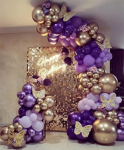 Kit de guirnalda de globos morados arco oscuro y dorado decoración de luz lavanda para bebé niña fiesta de princesa y cumpleaños Kit de guirnalda de globos morados arco oscuro y dorado decoración de luz lavanda para bebé niña fiesta de princesa y cumpleaños