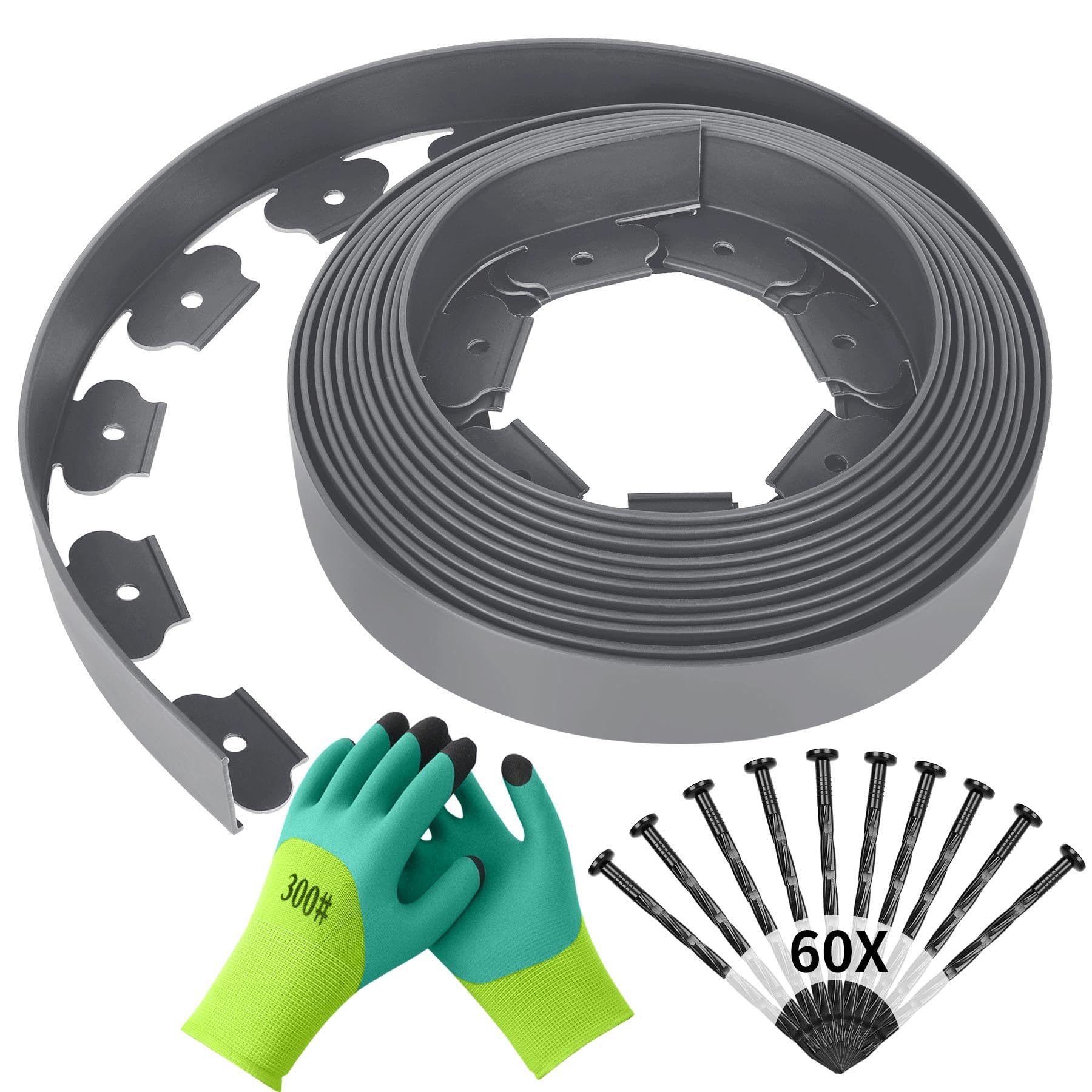 Forever Speed Flexible Rasenkante aus Kunststoff 10m x 5cm(LxH) [Erdanker + Handschuhe] Beetbegrenzung Beeteinfassung Beetumrandung