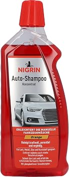 NIGRIN Car Shampoo Concentrate, 1 Litre, Removes Even Heavy Soiling, Protects Paint and Plastic Surfaces, Orange Fragrance, Orange