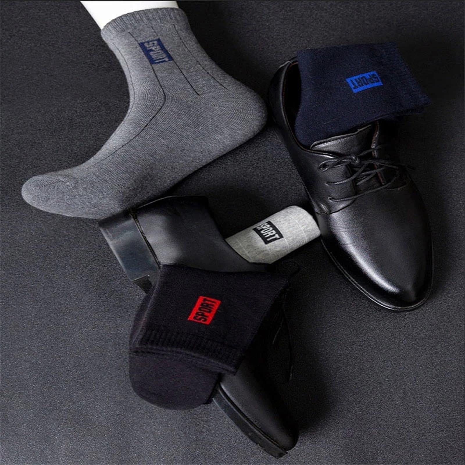 UKKO Calcetines de Hombre 20Pcs = 10Pairs Hombres Calcetines Algodón Transpirable Absorble Absaborete Medio Combillos Medios-10 Black,EUR 38-44